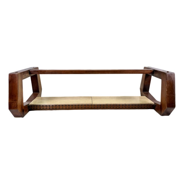 1960s Mexican Brutalist Carved Coffee Table With Travertine Shelf For Sale