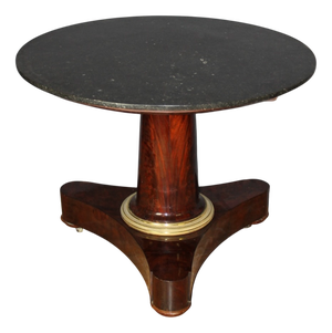 Empire Pedestal Table in Mahogany and Gilded Bronze, 19th Century