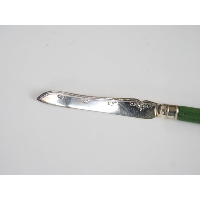 English Sheffield Fish Cutlery Service Green Handles in Original Fitted Box For Sale - Image 9 of 11