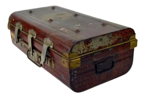 Antique British Wilkes & Son Locked Metal Trunk for Export, Circa 1800s