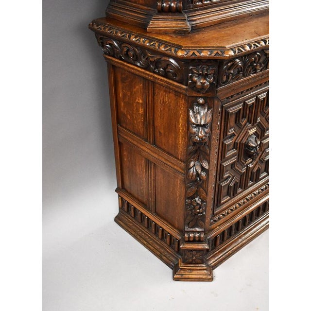 Wood Victorian Carved Oak Bookcase, 1880 For Sale - Image 7 of 13