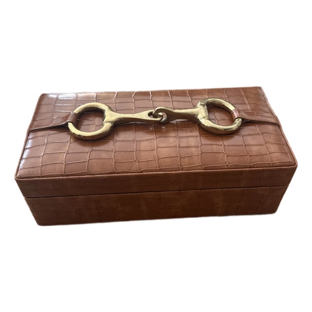 Horsebit Faux Croc Leather Box For Sale