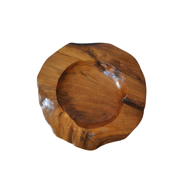 Shallow Polished Natural Edge Teak Wood Bowl Chairish