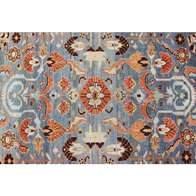 Antique Persian Malayer Rug With a Blue Field and Stylized Floral Design 3'4 X 4'11 For Sale - Image 9 of 12
