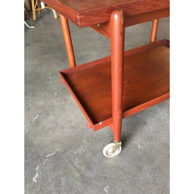 1960s Poul Hundevad Attributed Danish Modern Expanding Rolling Bar Cart For Sale - Image 5 of 10