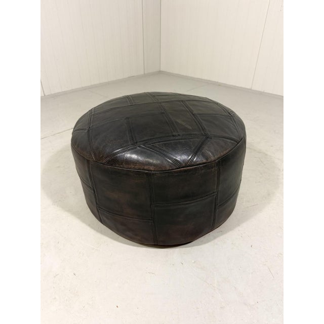 Black Patchwork Leather Pouf from De Sede, 1970s For Sale - Image 4 of 9