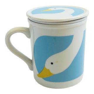 Vintage Lidded Ceramic Goose Mug by Takahashi, Japan For Sale