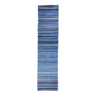 Antique American Amish Rag Runner, Handwoven Wool & Cotton, Stripe Pattern, 3x26 For Sale