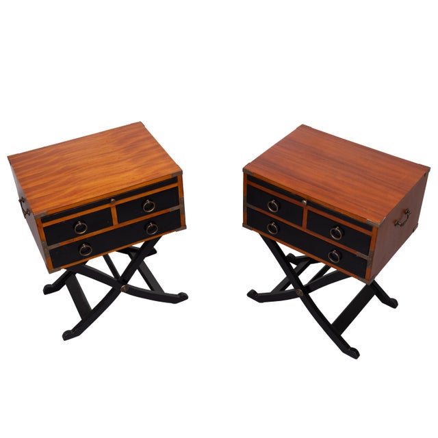 Brown Model Bombay Campaign Nightstands, England, 1970s, Set of 2 For Sale - Image 8 of 13