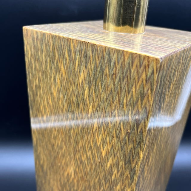 Table Lamp Base in Varnished Marquetry and Gilded Brass from DLG Jean Claude Mahey For Sale - Image 5 of 14