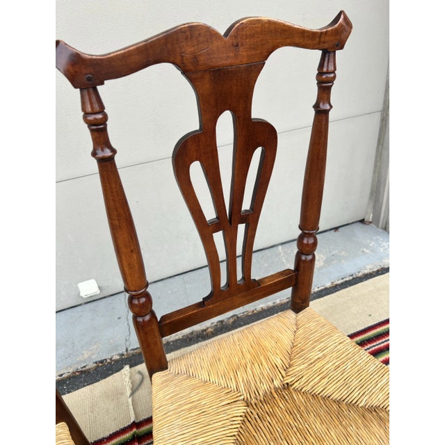 A Pair of Country Queen Anne Rush Seat Side Chairs, Hudson Valley of New York, Circa 1760’s For Sale - Image 11 of 12