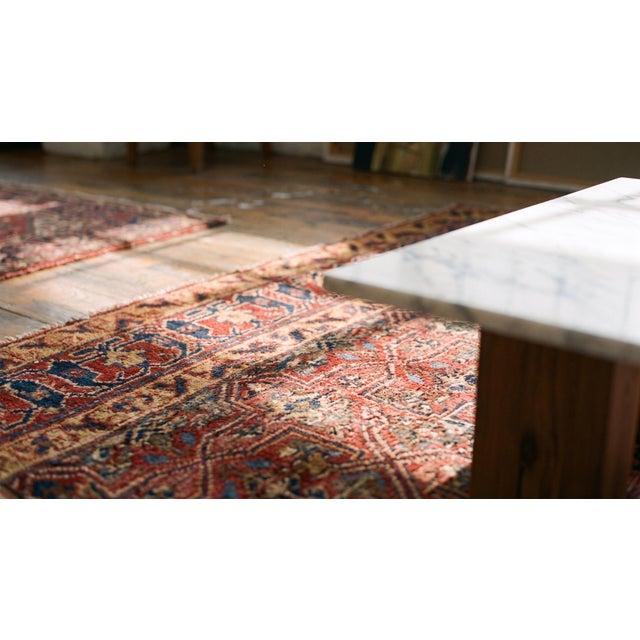 Terrific Pink-Cerise Background With a Star and Cross Lattice in a Floral Pattern Antique Persian Gallery Rug For Sale - Image 10 of 10