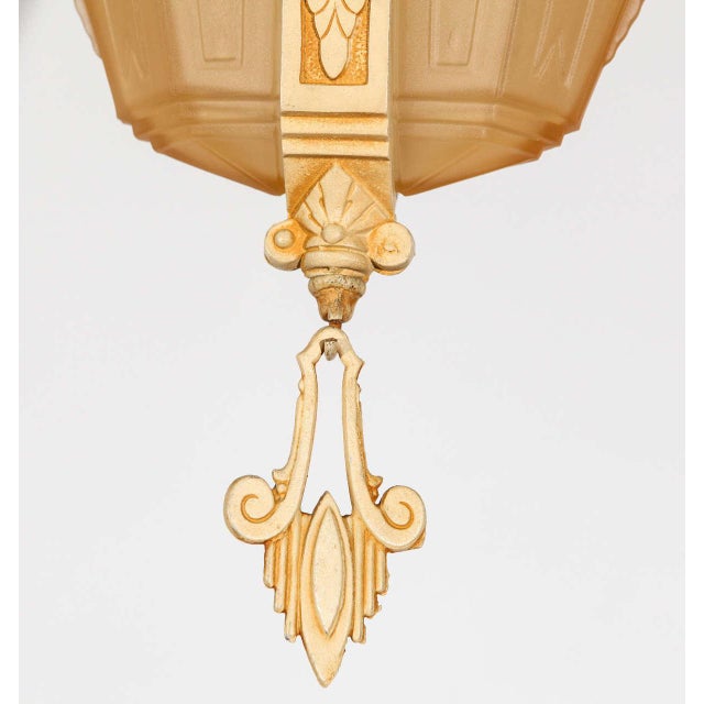 American Art Deco fixture by Markel electric products of Buffalo. Includes an ornate, matching canopy. Old Stock Never...