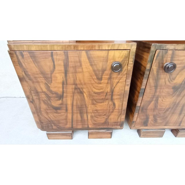 Brown Art Deco Bedside Tables by Jindrich Halabala, 1940s, Set of 2 For Sale - Image 8 of 18