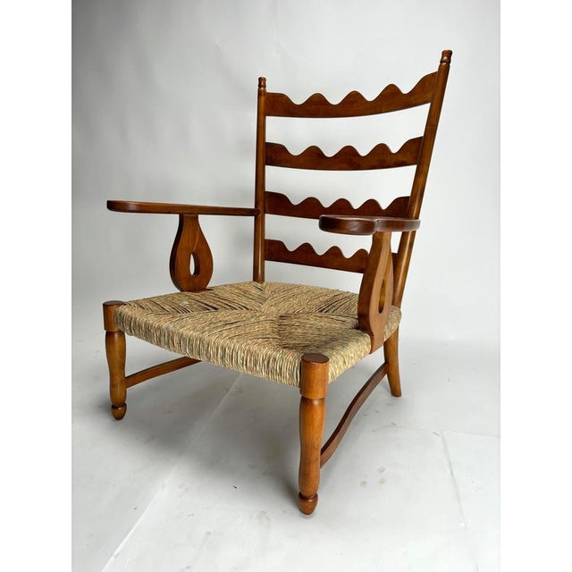 Brown Mid-Century Sculptural Cherrywood Armchairs by Paolo Buffa, Italy, 1940s, Set of 2 For Sale - Image 8 of 9