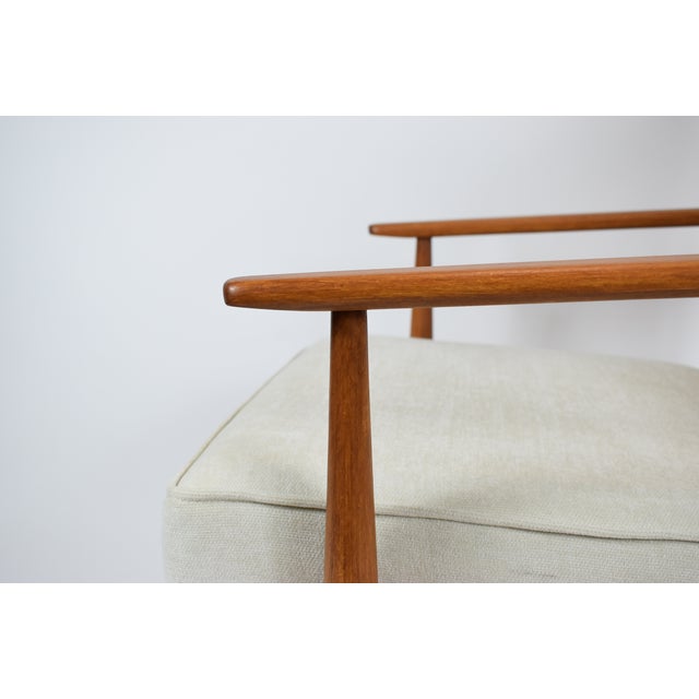 Vintage Armchair in Beige and Teak, 1970s For Sale - Image 4 of 18