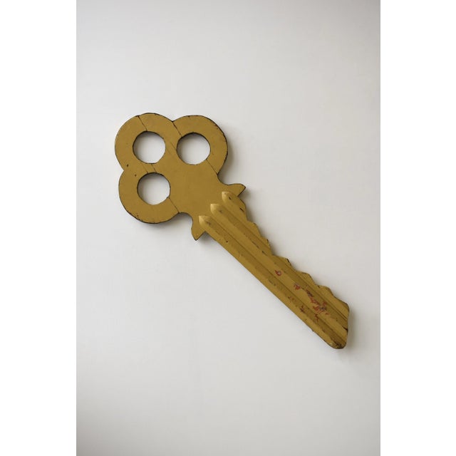 Rustic Vintage Monumental Wood + Tin Polychrome Key Trade Sign, Circa 1930s-40s For Sale - Image 3 of 18