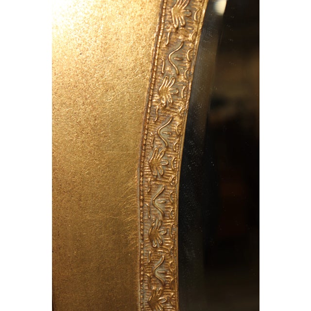 1910s Fine Quality Carved Late Victorian Era Gilded Beveled Oval in Rectangle Mirror For Sale - Image 5 of 11