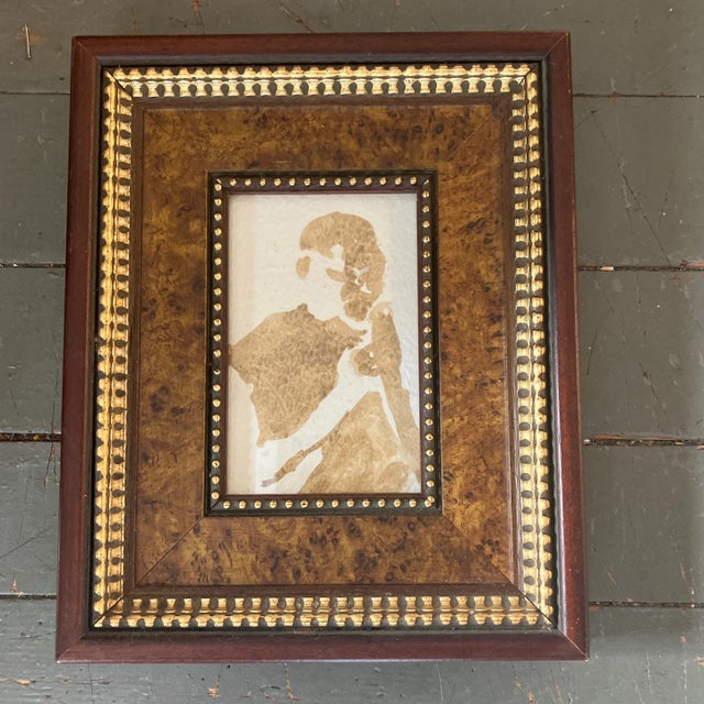 1970’s Original Abstract Figure Watercolor Painting Chunky Vintage Tabletop Frame For Sale - Image 4 of 4