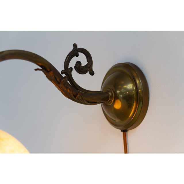 Gold Italian Art Nouveau Glass and Brass Moon Wall Light, 1920s For Sale - Image 8 of 18