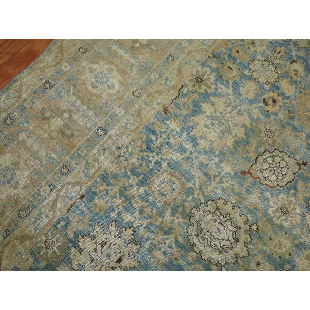 Antique Pale Blue Persian Tabriz Rug - 9'5" x 12'10" For Sale - Image 17 of 18