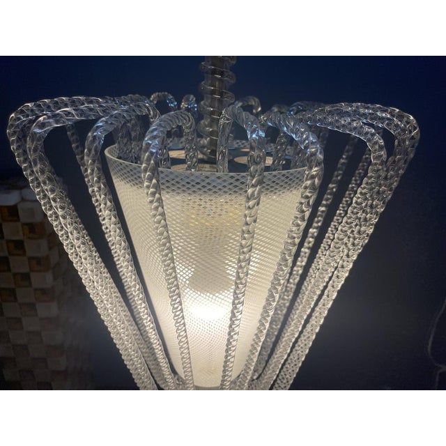 Reticello Murano Glass Pendant Light, Italy, 1940s For Sale - Image 11 of 18