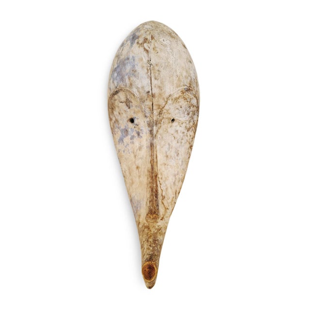 Tribal Vintage White Fang Wood Mask For Sale - Image 3 of 4