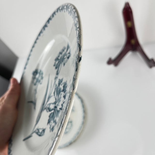 Antique Dessert Plates with Carnation Pattern from KG Lunéville, 1890s, Set of 6 For Sale - Image 9 of 14