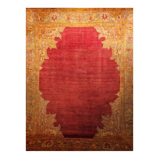 Antique Turkish Oushak Room Size Rug, Handwoven Wool, Red & Yellow, 10x12 For Sale