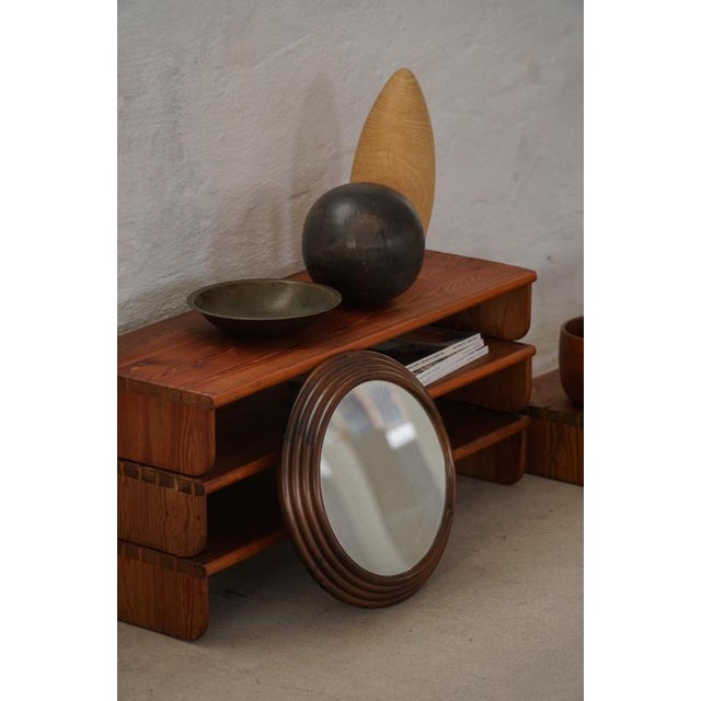 Vintage Round Wooden Decorative Wall Mirror, 1950s For Sale - Image 14 of 18