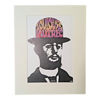 Vintage Peter Max Psychedelic Pop Art Print in 16x20 Mat: "Toulouse Lautrec" EUC For Sale