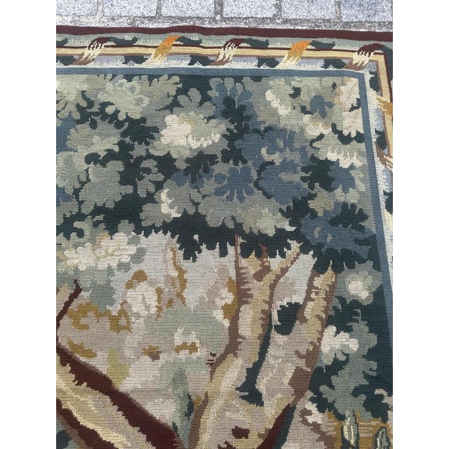 Vintage French Needlepoint Tapestry with Landscape Motif in the style of Aubusson, 1960s For Sale - Image 10 of 18