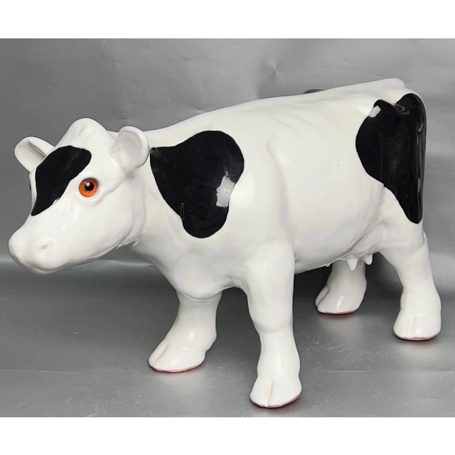 1980s Large Vintage Artisanal California Pottery Dairy Cow For Sale - Image 5 of 9