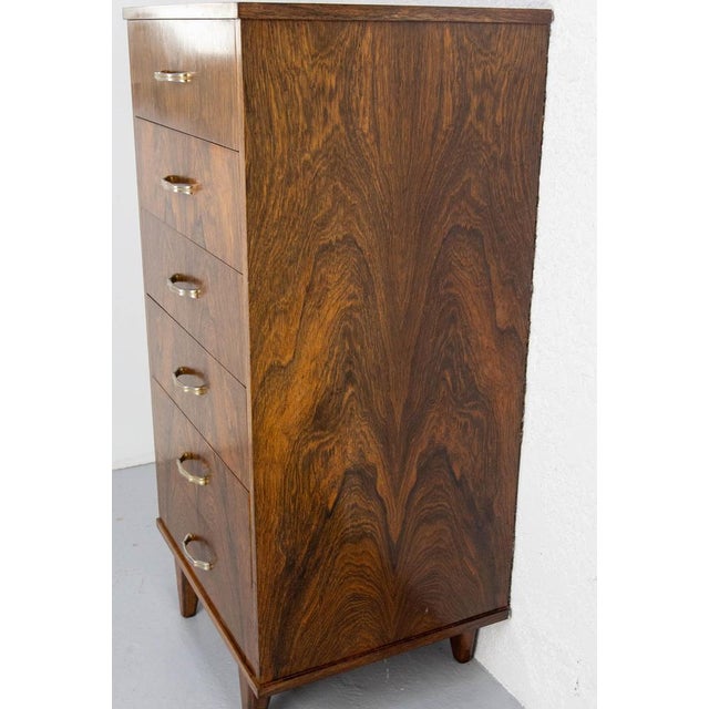 French Commode or Chest of Drawers in Veneered Rosewood, 1960s For Sale - Image 4 of 12