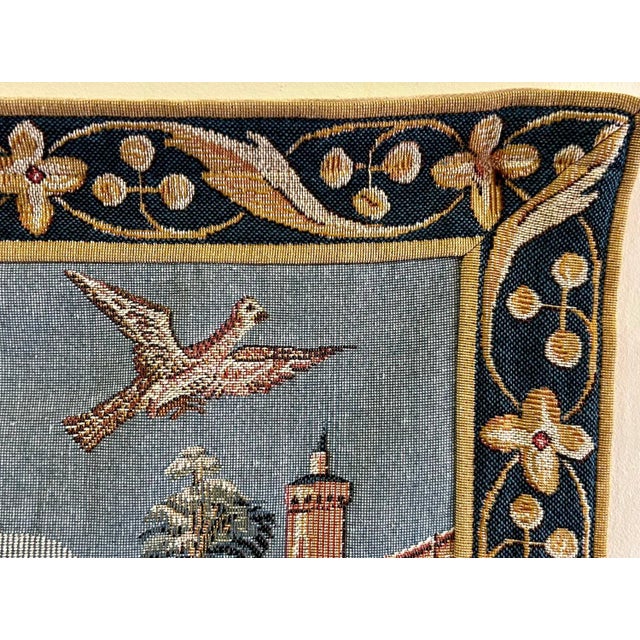 Beige Vintage Gobly's Medieval Falcon Hunt Tapestry For Sale - Image 8 of 12