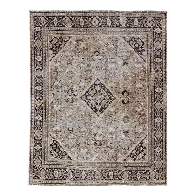 Large Antique Persian Sultanabad-Mahal Rug With Sub-Geometric Floral Design 10'5 X 13'4 For Sale