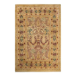 Vintage Moroccan Hand Knotted Wool Area Rug, Gold - 6'0" X 8'9"