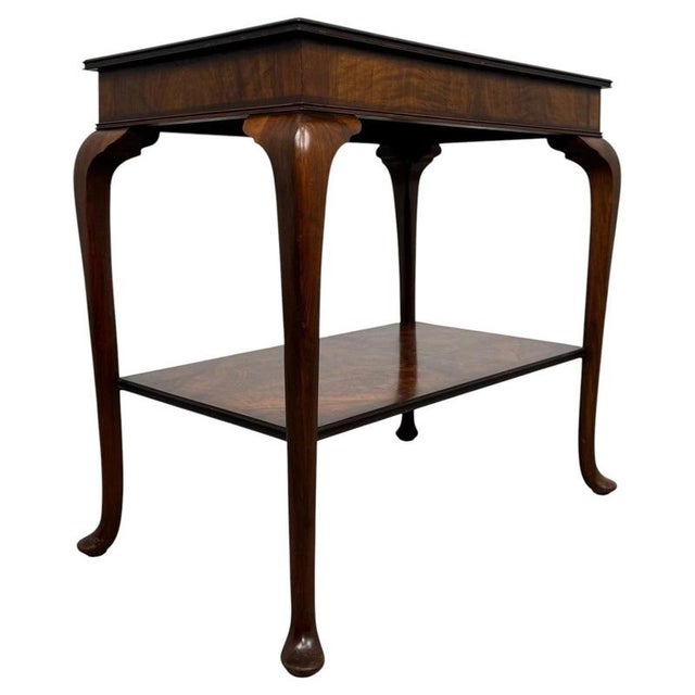 Wood Antique Early 20th Century English Edwardian Burr Walnut Side Table For Sale - Image 7 of 10