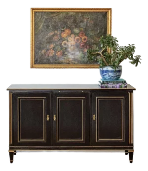 Vintage Black Lacquer and Gilt Sideboard