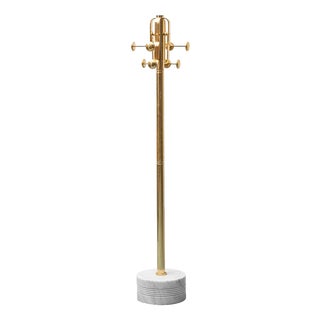 Gilded Metal Coat Stand with Marble Base, 1970s For Sale