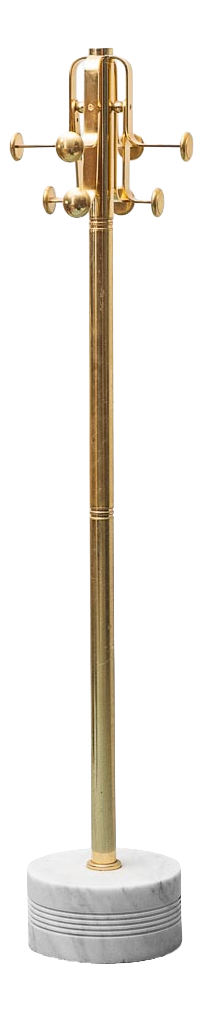 Gilded Metal Coat Stand with Marble Base, 1970s