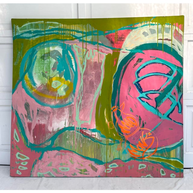 Here is a fantastic abstract painting on stretched canvas. It is an original and a great, statement size. The painting...