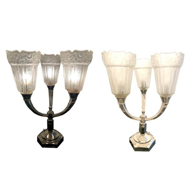 Pair of Art Deco table lamps ,signed For Sale - Image 6 of 18