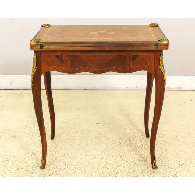 French French Inlaid Walnut Flip Top Louis XV Games Table For Sale - Image 3 of 13