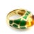 Vintage 18k Gold Citrine Cabochon and Green Enamel Roberto Legnazzi Ring, Size 7.25 For Sale - Image 9 of 13