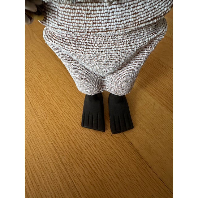 Pair of Vintage Namji (Namchi) Fertility Dolls — Cameroon Tribal Art, Hand-Beaded With Cowrie Shells For Sale - Image 4 of 7