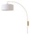 Span Wall Mounted Arc Lamp - Weathered Brass Steel, White Fabric Drum Shade, Modern Elegance For Sale