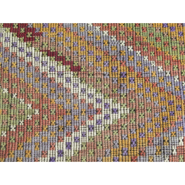 1960s Turkish Kilim Embroidery Rug For Sale - Image 9 of 11