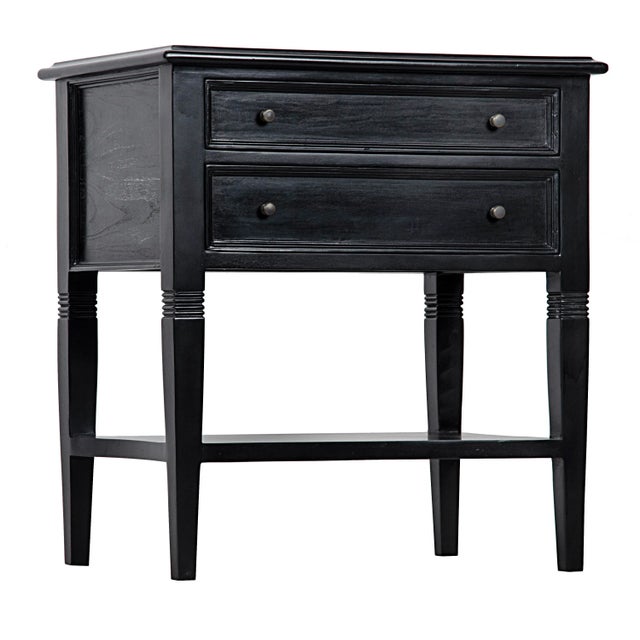 Not Yet Made - Made To Order NOIR Oxford 2-Drawer Side Table in Hand Rubbed Black For Sale - Image 5 of 5