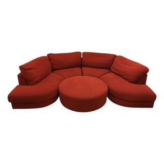 Thayer Coggin “Radius” Red Sectional & Ottoman For Sale